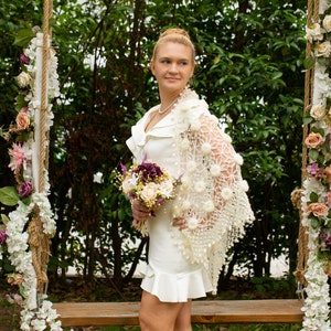 Wedding Wrap, Bridal Shrug, Wedding Accessories, Bridesmaid Cape, Bridal Shawl, Gift For Wedding, White Cover Up, Wedding Capelet, For Woman