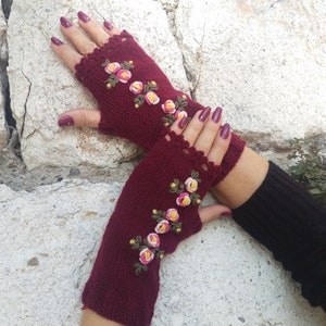 Knit Fingerless Gloves, Fingerless Mittens, Winter Accessories, Knit Mittens, Gift For Mom, Valentine's Day Gift, For Her, Woman Accossories image 4