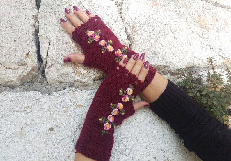 Knit Fingerless Gloves, Fingerless Mittens, Winter Accessories, Knit Mittens, Gift For Mom, Valentine's Day Gift, For Her, Woman Accossories image 4