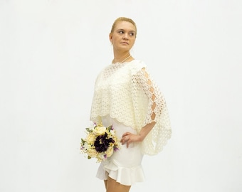 Bridal Cape, Crochet Shrug, Wedding Capelet, Bridal Accessories, Bridal Cover Up, Bridal Shawl, Bridal Wrap, Wedding Shrug, White Shrug