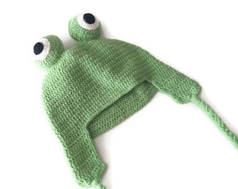 Gehäkelte Frosch Mütze, Baby Junge Mädchen Hut, grüne gehäkelte Babymütze, Frosch Babymütze, grüne Kindermütze, Weihnachtsgeschenk, gehäkelte Kindermütze