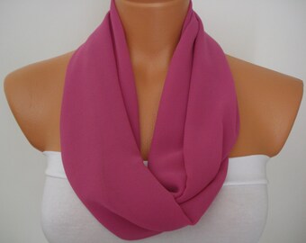 Fuchsia Infinity Scarf Spring Summer Scarf Chiffon Circle Loop Scarf Love Gift Ideas For Her Women Fashion Accessories