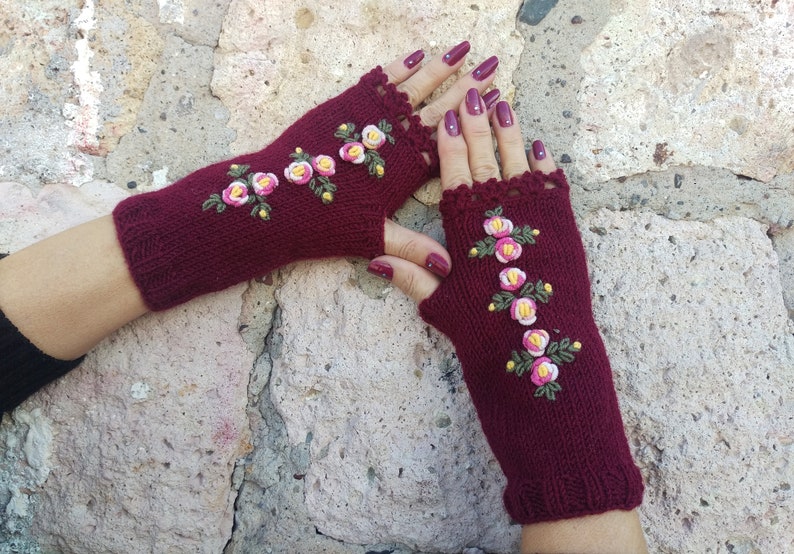 Knit Fingerless Gloves, Fingerless Mittens, Winter Accessories, Knit Mittens, Gift For Mom, Valentine's Day Gift, For Her, Woman Accossories image 3