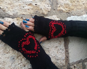 Knitted Fingerless Gloves, Knitting Mittens, Winter Fingerless Mittens, For Her, Valentine's Day Gift, For Mom, Gift For Woman, For Girls