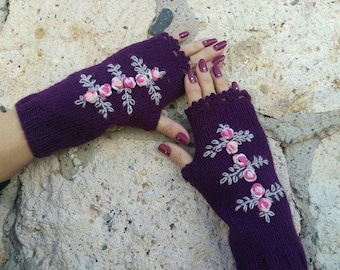 Knit Fingerless Gloves, Fingerless Mittens, Winter Accessories, Knit Mittens, Gift For Mom, Valentine's Day Gift, For Her, Woman Accossories