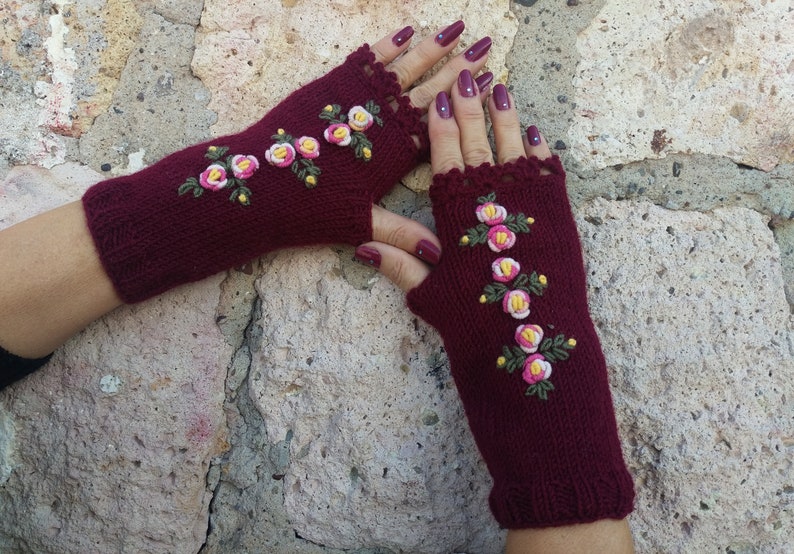 Knit Fingerless Gloves, Fingerless Mittens, Winter Accessories, Knit Mittens, Gift For Mom, Valentine's Day Gift, For Her, Woman Accossories image 2