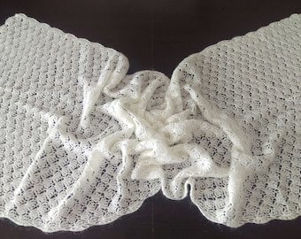 Gift For Mom, Crochet Wedding Shawl, Bridal Shawl, Mother's Day Gift, Bridal Wrap, Crochet Rectangle Shawl, Bridesmaid Gift, Cream Wool Cape