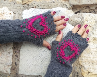 Knitted Fingerless Gloves, Knitting Mittens, Winter Fingerless Mittens, For Her, Valentine's Day Gift, For Mom, Gift For Woman, For Girls