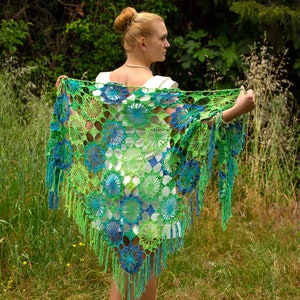 Sommer Tuch, Boho Multicolor Schal, Fransen schal, Sommer Baumwolltuch, Sommer Cover Up, Multicolor Dreieckstuch, Geschenk für Frau, für Sie