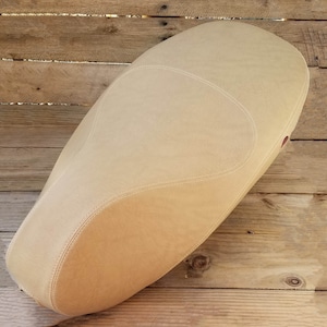 Vespa Sprint Primavera 50 125 150 Tan Seat Cover Camel with French Seams by Cheeky Seats