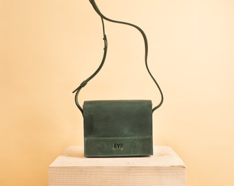 Green Leather shoulder bag / Small women's bag / Leather Handbag / Handcrafted leather purse / Handbag Number 1