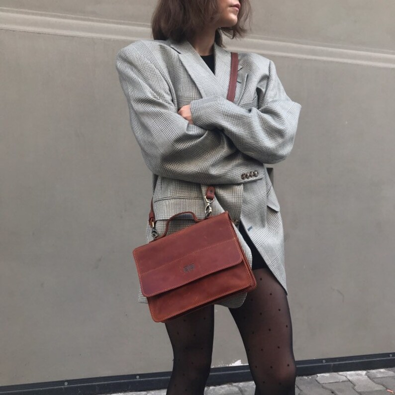 Cognac Brown Leather shoulder bag / Women's bag / Leather Etsy