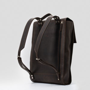 Handcrafted LEATHER BACKPACK with laptop pocket and secure magnetic closure / Premium Citi Rucksack Chocolate Brown