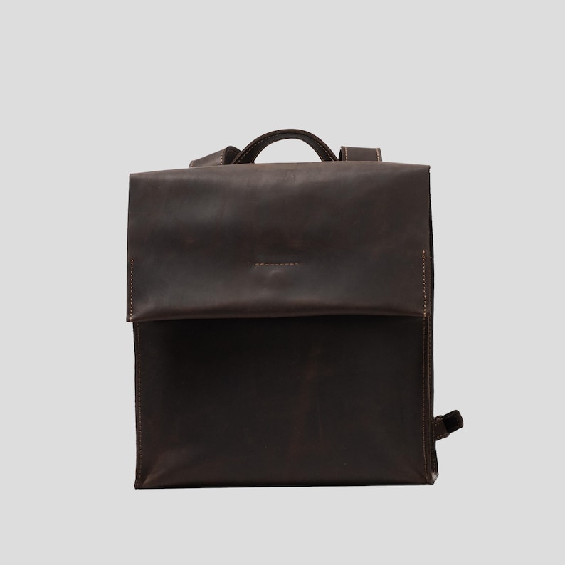 woman leather backpack brown