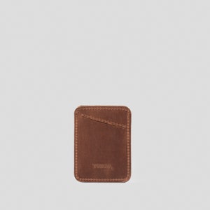 Handcrafted in Europe, minimalist cognac brown leather wallet designed for durability and style