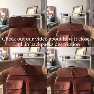 cognack brown leather rucksack unique style backpack for city made in EU top rated for man gift for woman