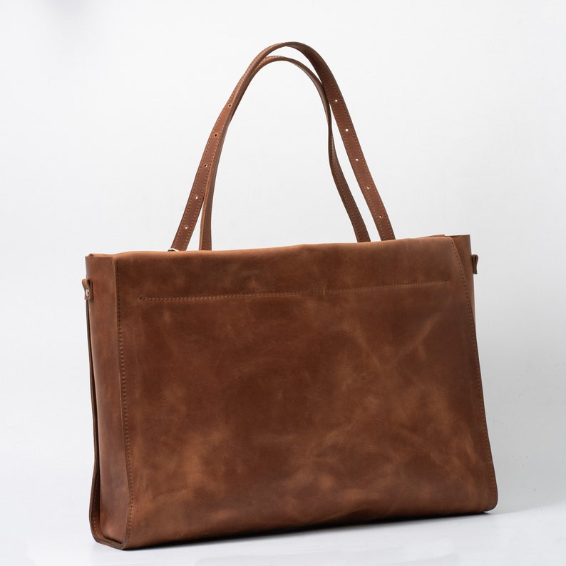 Leather Shopper oversized XXL Tote Bag with adjustable strap / handcrafted from top-grain leather zdjęcie 4