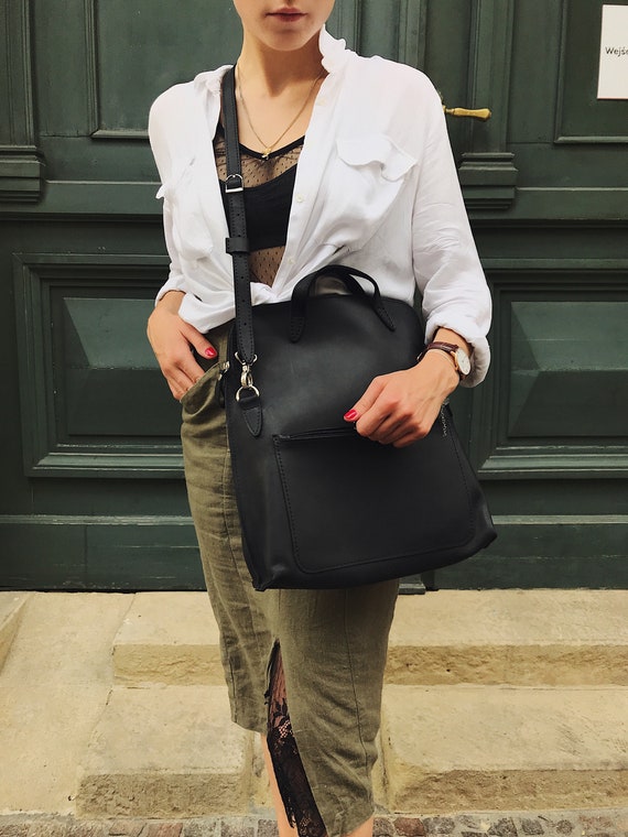 Black Leather shoulder bag / Women's bag / Leather | Etsy