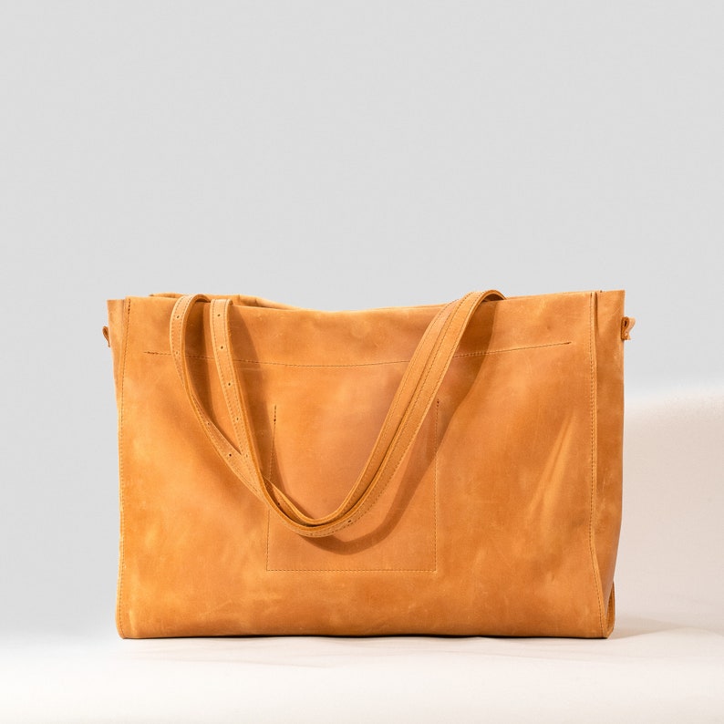 Leather Shopper oversized XXL Tote Bag with adjustable strap / handcrafted from top-grain leather zdjęcie 8