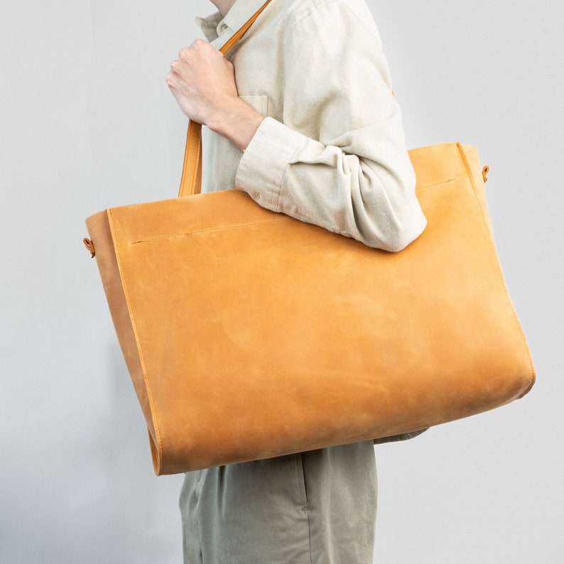 Leather Shopper oversized XXL Tote Bag with adjustable strap / handcrafted from top-grain leather zdjęcie 1