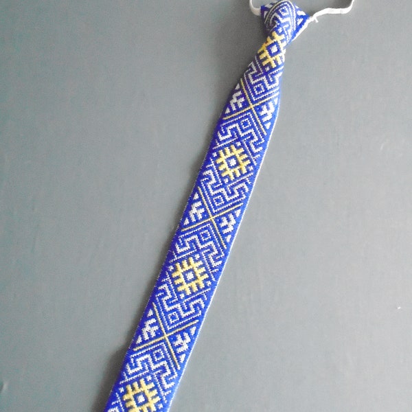 Hand Embroidered Men's Tie, Handmade, Ukrainian.