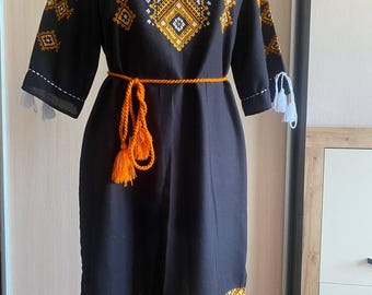 Ukrainian Hand Embroidered Women's Dress, Size M, linen, Ukraine, vyshyvanka