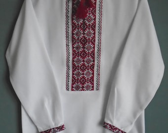 Hand Embroidered Boy's Shirt, Ukrainian sorochka, for age of 6-7 years old, homespun linen