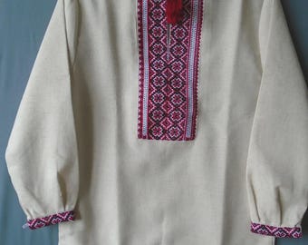 Ukrainian Hand Embroidered Men's Shirt, for a boy of age 5-6 years old, Ukraine, vyshyvanka