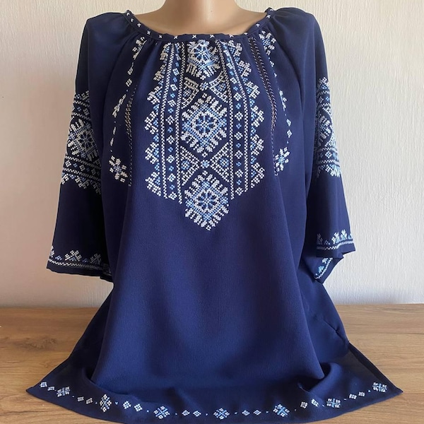 Blusa de mujer bordada ucraniana, talla L, Ucrania, vyshyvanka