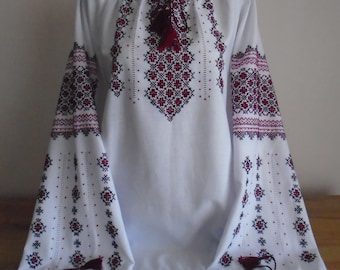 Ukrainian Hand Embroidered Women's Blouse, Size L, linen, Ukraine