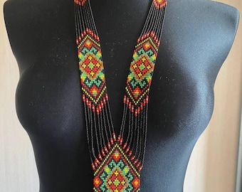 Ukrainian Handmade Jewelry Beaded Necklace, Gerdan, Ukraine, vyshyvanka