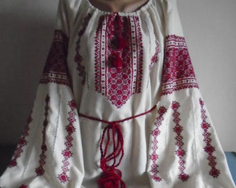 Ukrainian Hand Embroidered Women's Blouse, Size 4XL, linen, Ukraine