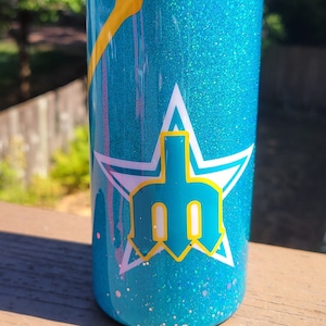 Seattle Mariners Retro Trident 20 oz Tumbler Teal Glitter