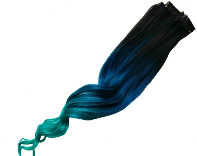 Blue Ombre Human Hair Extensions - wide 6