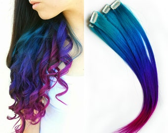Indigo Violet Hair Extensions Purple Hair Human Hair Clip Etsy