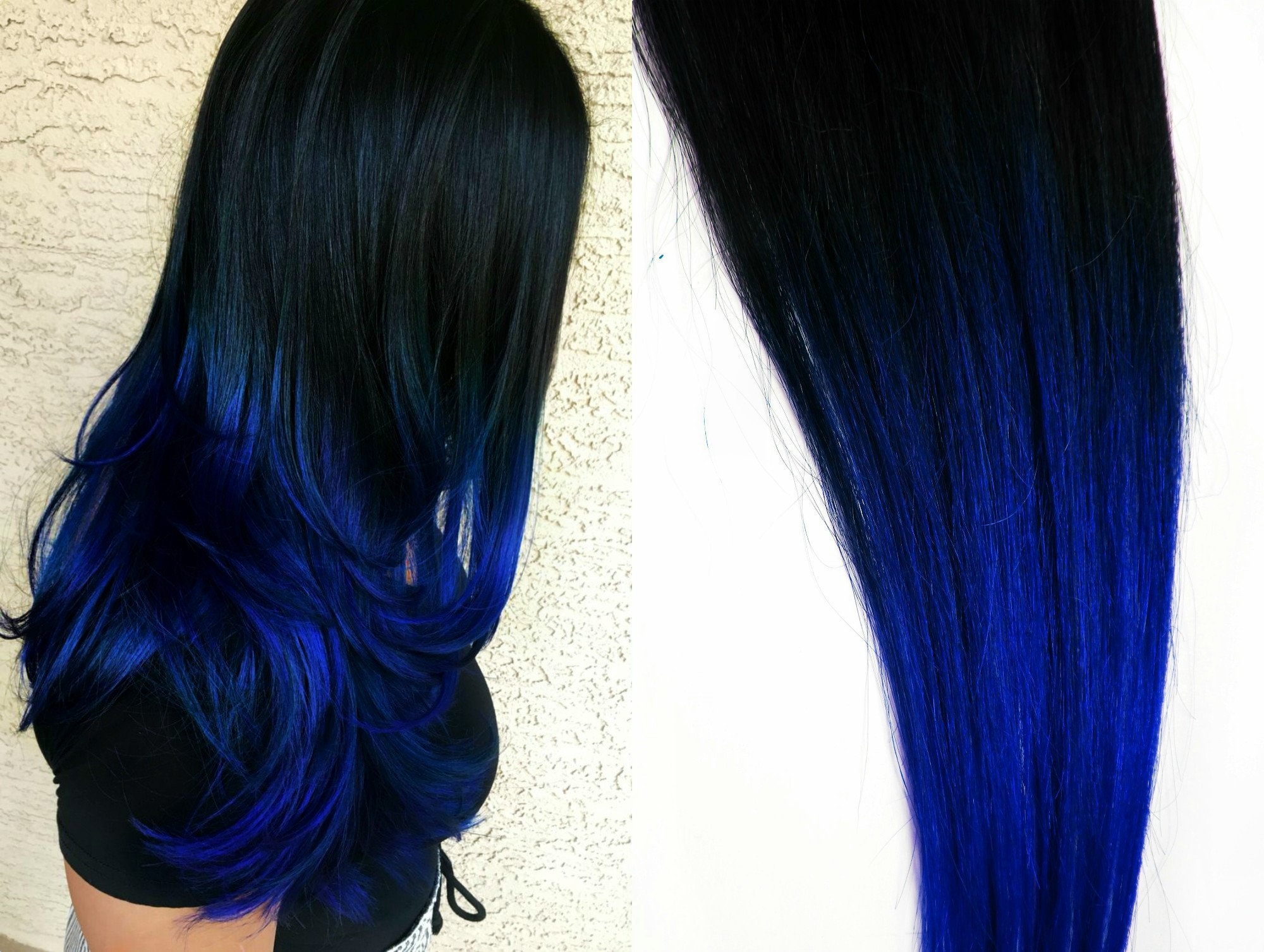 7. Royal Blue Human Hair Extensions - wide 7