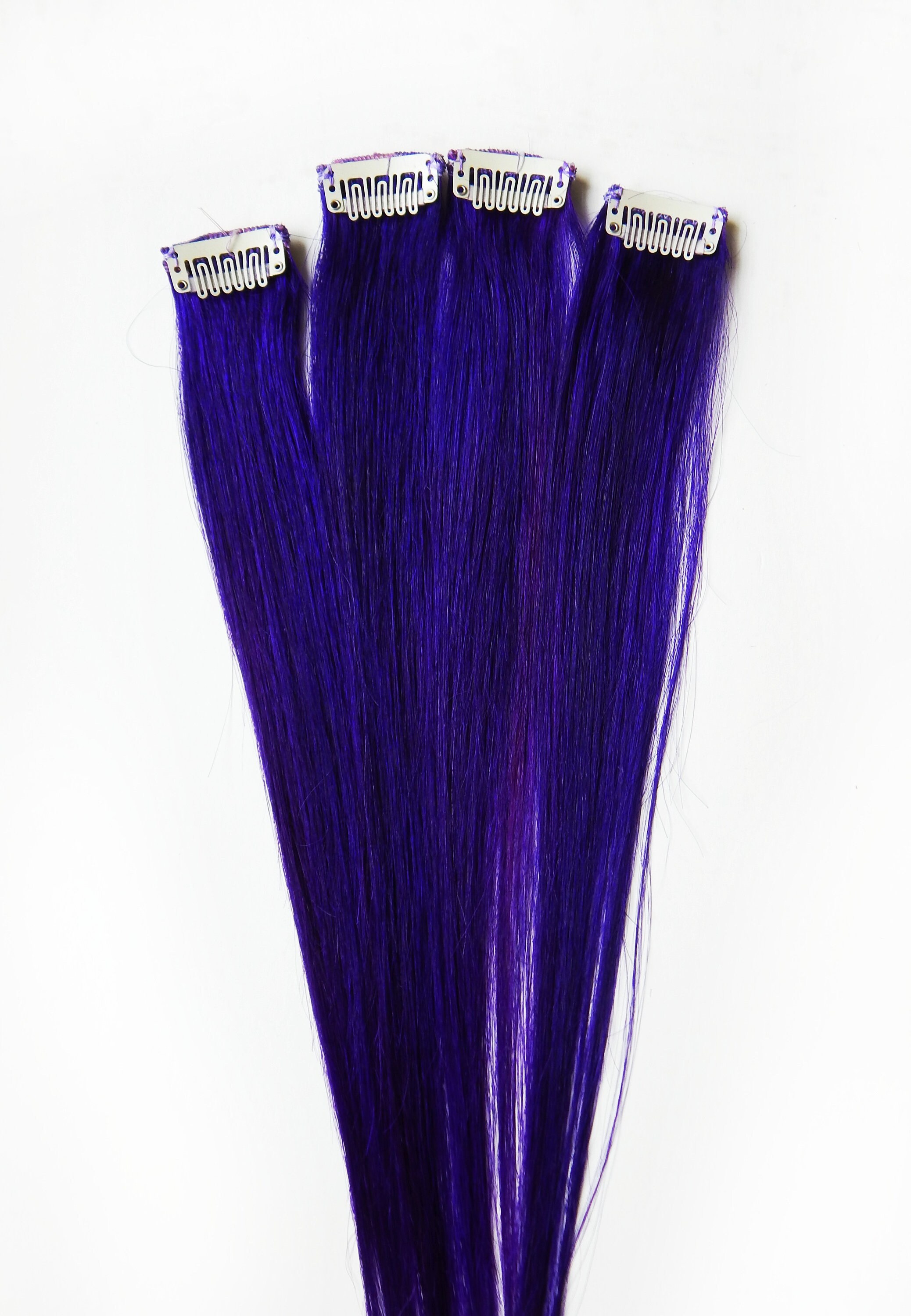 Indigo Violet Hair Extensions Purple Hair Human Hair Clip Etsy