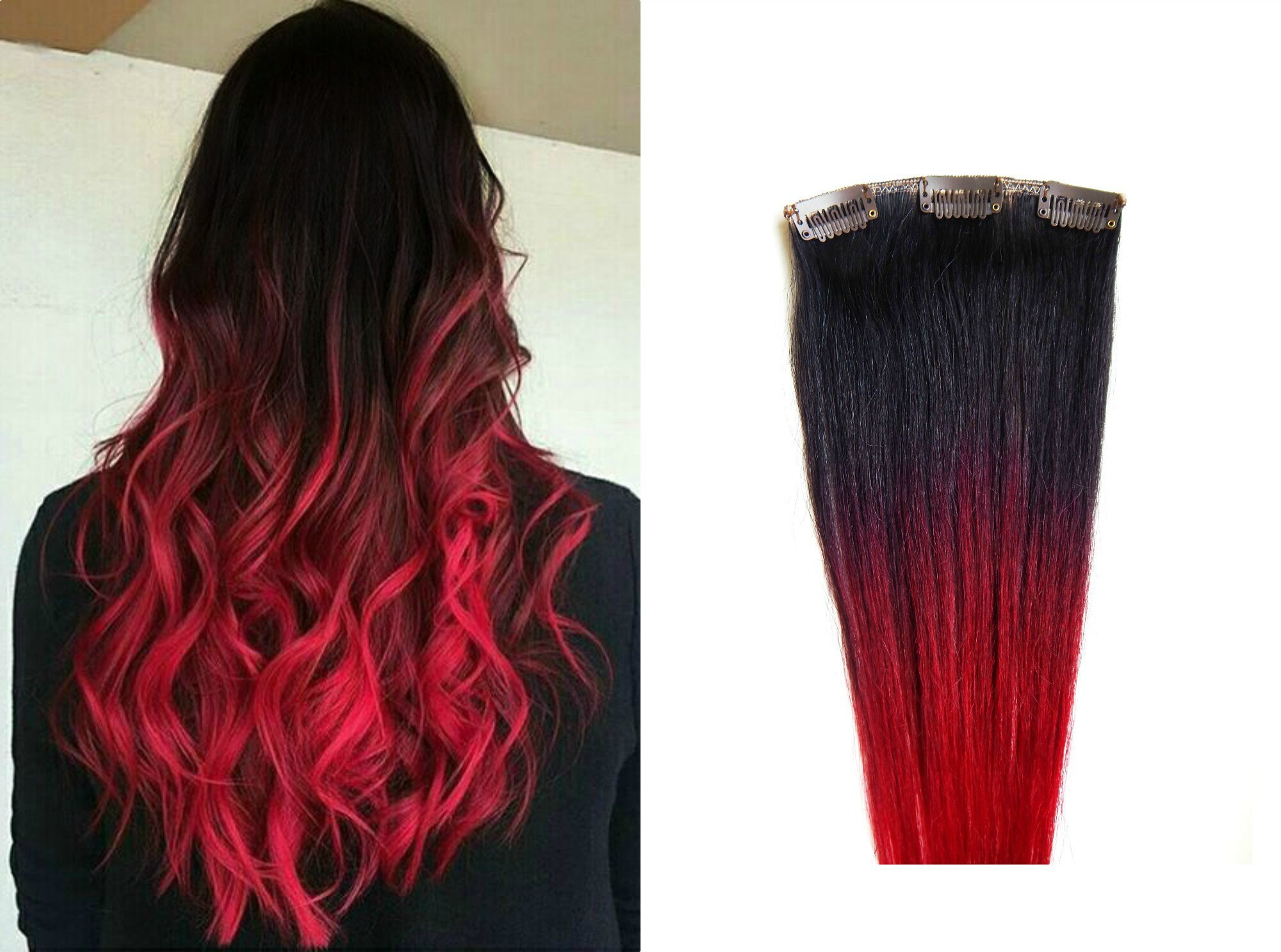 Brown Red Ombre Hair Extensions 160 Grams Full Set of Hair Etsy