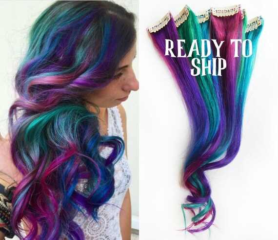 Mermaid Human Hair Extensions Succulent Hair Blue Ombre Etsy