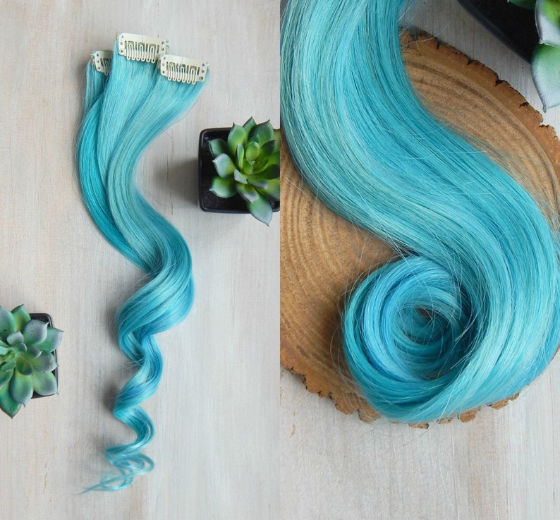 turquoise hair extensions human hair