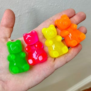 Gummy Bear Magnet | Neon UV Candy Fridge Magnet | Sweet & Cute Kitchen Decor | Kawaii Kitschy Kitchen | Dopamine Decor