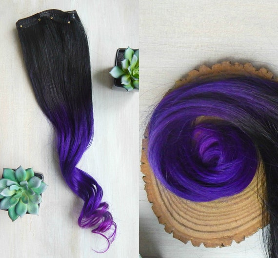 Purple Ombre Hair Human Hair Extensions Clip In Extensions Purple Ombre Hair Black Ombre Hair Ombre Extensions Violet Purple Hair