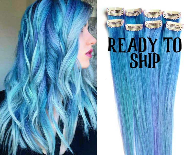 turquoise hair extensions human hair