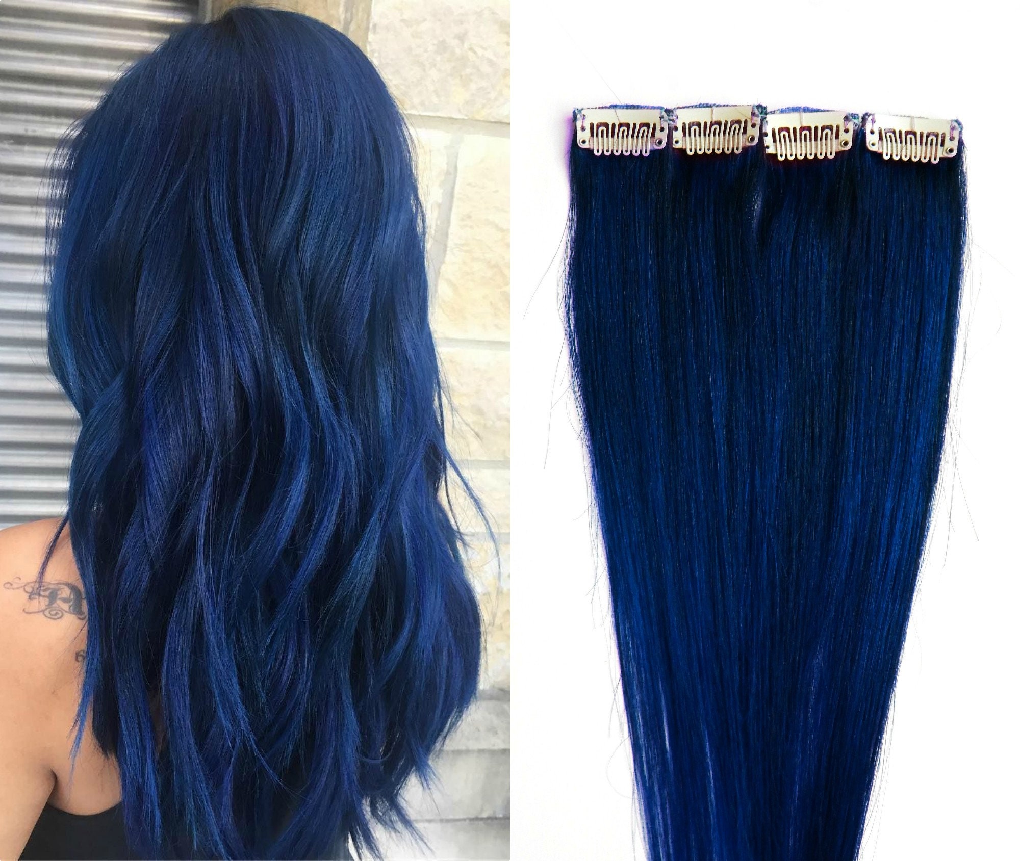 blue hair extensions human hair