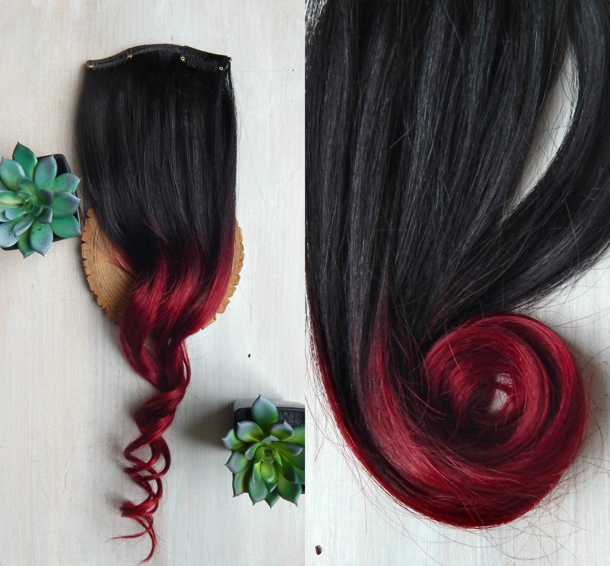 Brown Red Ombre Hair Extensions 160 Grams Full Set Of Hair Etsy
