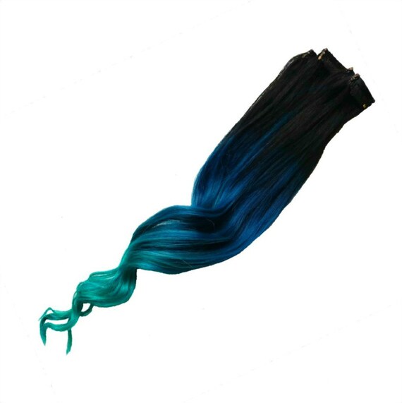 Blue Mermaid Hair Extensions Blue Green Ombre Human Hair Etsy