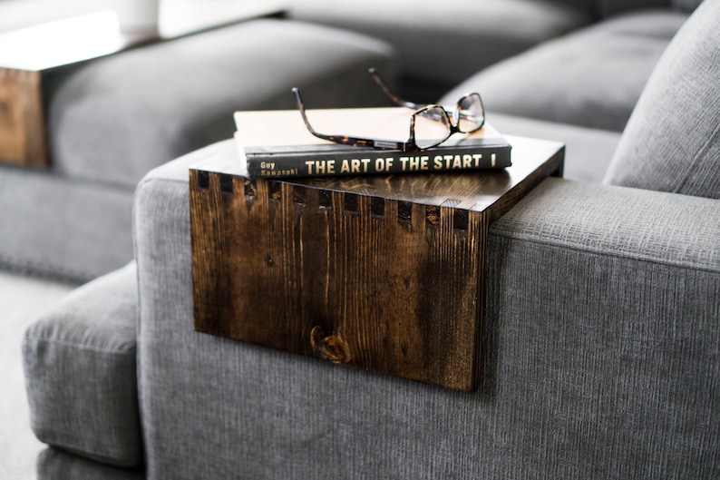 Wood Couch Arm Tray Table Custom Wood Table Wood Tray Etsy