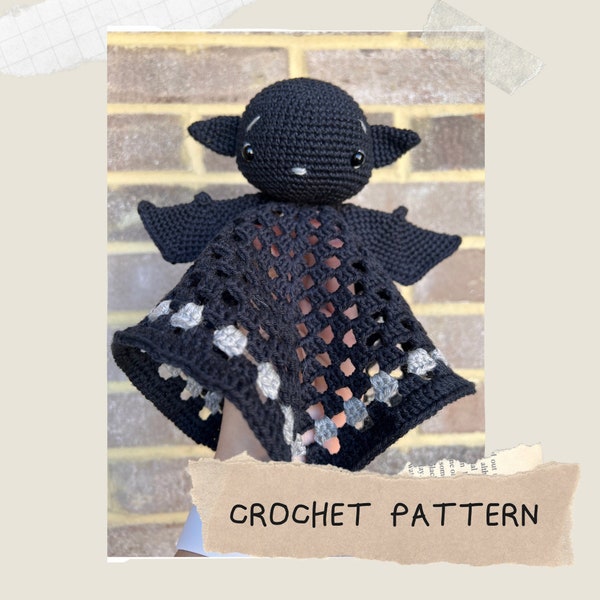 Crochet PATTERN Baby Bat Security Blanket Comforter Gift Baby Shower Calm Rest Relax