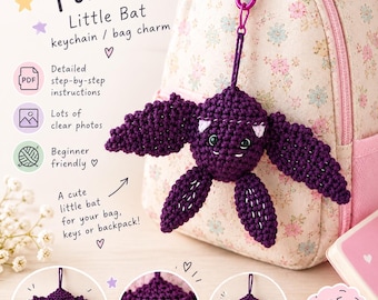 Crochet PATTERN Mini Bat Bag and Backpacks Charm Keychain Gift