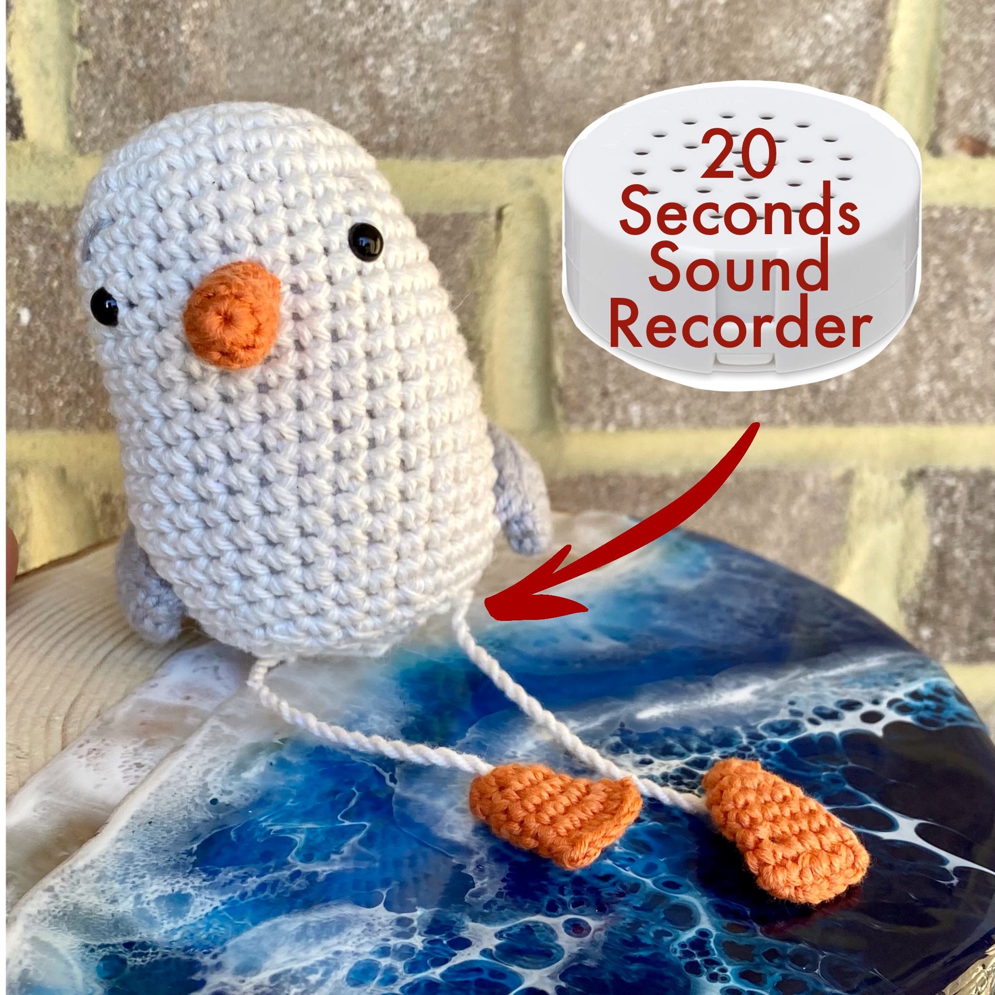 Seagull With 20 Second Voice Recorder Inside Crochet Personal - Etsy Seagull With 20 Second Voice Recorder Inside Crochet Personal - Etsy
